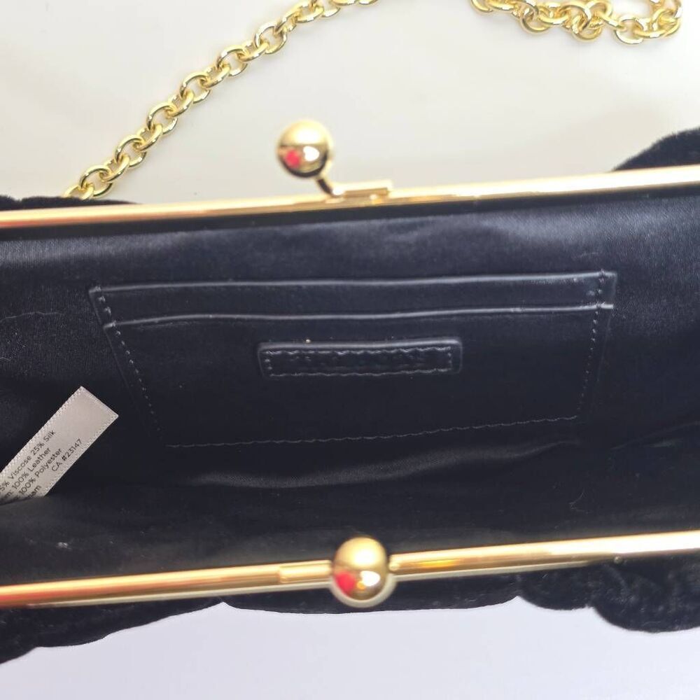 Talbots Black Velvet Bow-Shaped Evening Bag w/ Gold Chain - Picture 7 of 9